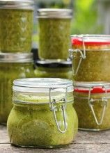 several jars filled with different types of pests on top of a wooden table next to each other