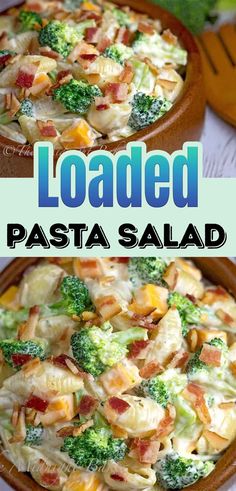 loaded pasta salad with broccoli and cheese