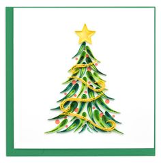 a christmas tree made out of green and yellow paper