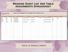 wedding guest list and table assignment spreadsheet