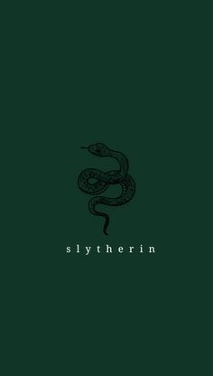 a black and white snake on a green background with the word slythern written below it