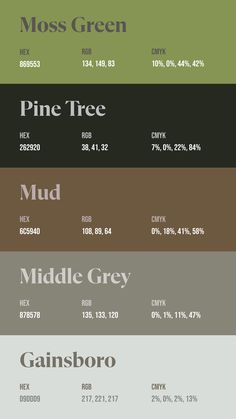 Colors:
869553
262920
6C5940
878578
D9DDD9 Army Colour Palette, Green Moss Color Palette, Oasis Color Palette, Moss Colour Palette, Forest Color Palette Hex Codes, Color Pallets Green Nature, Aesthetic Palette, Army Colors