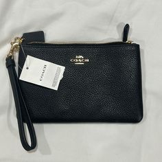 Nwt Coach Wristlet! Lots Of Space Black Rectangular Clutch With Wrist Strap, Black Travel Bag With Wrist Strap, Black Clutch Wallet With Wrist Strap, Black Clutch Wristlet For Gift, Black Wristlet With Zipper Closure For Gift, Black Wallets With Wrist Strap For Evening, Black Clutch With Wrist Strap Gift, Black Clutch With Wrist Strap For Daily Use, Black Wristlet With Zipper Closure As Gift