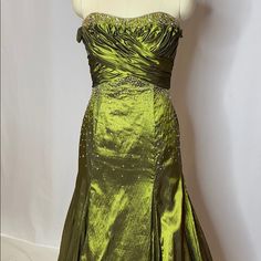 Metallic Olive Lace Up Back. Gorgeous Beaded Detail. Taffeta Gown, Ray Ray, Green Outfits, Prom Dress Inspiration, Maggie Sottero, Dress Inspiration, Green Outfit, Fancy Dresses, Gorgeous Dresses