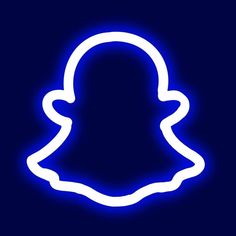 a blue and white snap icon on a dark background with the outline of a person's head