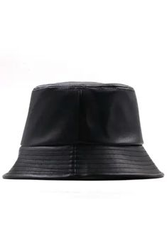 Chic vegan leather bucket hat Trendy Leather Hat For Fall, Casual Leather Hats For Spring, Trendy Black Bucket Hat With Short Brim, Solid Color Short Brim Bucket Hat For Streetwear, Black Wide Brim Bucket Hat For Everyday, Black Bucket Hat For Spring Everyday Wear, Everyday Black Wide Brim Bucket Hat, Black Trendy Cloche Hat For Spring, Trendy Black Cloche Hat For Spring