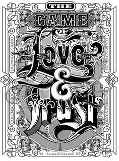 an art nouveau style poster with the words live and love in black and white ink