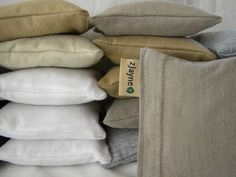 several pillows stacked on top of each other