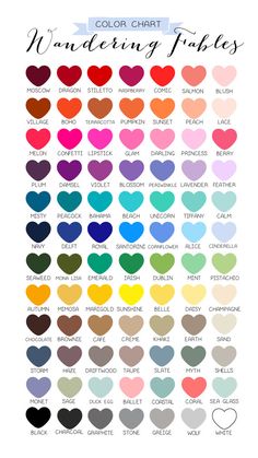 the color chart for pantoneing hearts