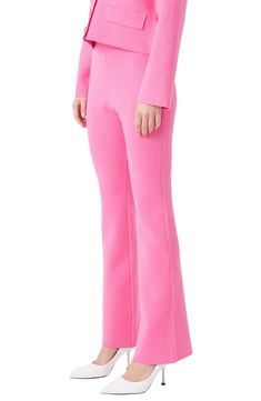 Fall for the silhouette of these comfy knit pants crafted with an elastic waistband and flared hems. 50% rayon, 28% polyester, 22% nylon Hand wash, dry flat Imported Flare Pants For Spring Loungewear, Pink Wide Leg Pants With Elastic Waistband For Fall, Pink Wide Leg Flares For Spring, Spring Wide-leg Flares, Spring Flare Lounge Pants, Chic Flare Bottoms For Loungewear, Chic Flare Pants For Loungewear, Spring Wide Leg Elastane Pants For Loungewear, Casual Spring Wide Leg Pants With Flared Hem