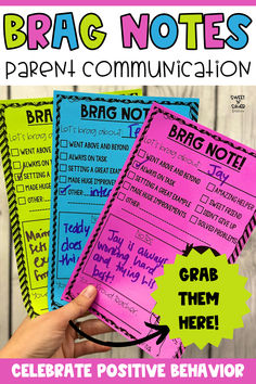 the brac notes parent communication guide is shown in pink and blue with green accents