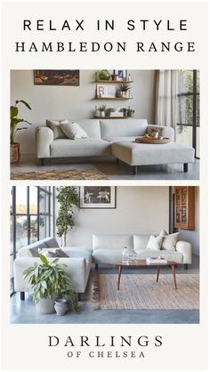 two photographs of living room furniture with text reading relax in style hambledon range