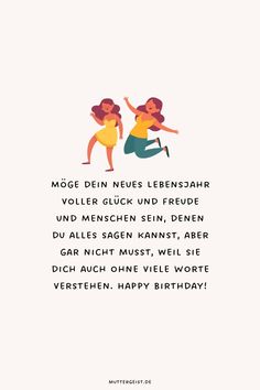 two women are dancing together with the words happy birthday written in black on white paper