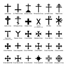 an image of different crosses and their names in black ink on white paper, with the words celebrate diversity written below them