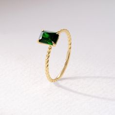 Here is Emerald Emerald Cut Ring and Braided 14K Gold Band for women! Our Rectangle Birthstone Ring Twisted Rope Band will be best Birthday or halloween gift ring for Mother, Daughter, Best friend or girlfriend!  Customizable Green Gemstone Ring can be switched with her birthstone or birthmonth stone and turns to emerald emerald ring for your wife or women. Our Customizable ring will be great 10K birthstone ring in her daily life! This braided gold band is also green gemstone ring and rectangle stone ring. This Sturdy rectangular ring 18K has symbolizing your everlasting love & serves as a perfect gift for best friends, girl or wife. Please check our other birthstone gold rings: https://www.etsy.com/shop/Cristojuanna?ref=seller-platform-mcnav§ion_id=43057914 Ring Features: Band Width: 1.3 Rectangular Ring For May Birthstone, Elegant Rectangular May Birthstone Rings, Rectangular Ring, Emerald Cut Ring, Printable Ring Sizer, Green Gemstone Ring, Friends Girl, Emerald Cut Rings, Solid Gold Rings