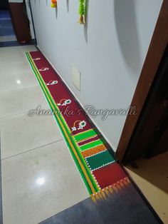 the hallway is decorated with colorful decorations