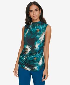 in stock Womens Printed Tops, Calvin Klein Woman, Abstract Print, Print Tops, Shirts Tops, Sleeveless Top, Calvin Klein, Blouses For Women, Pick Up