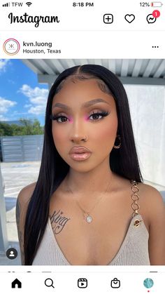 Pink Eye Looks Black Women, Natural Face Makeup Look, Simple Makeup Looks For Birthday, Soft Glam Birthday Makeup Looks, Baddie Birthday Makeup Looks, Pink Baddie Makeup Looks, Simple Pink Makeup Looks Black Women, Natural Birthday Makeup Looks, Nicki Minaj Concert Makeup Looks