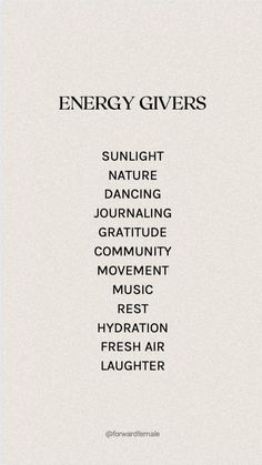 the words energy givers written in black on a white background with text below it