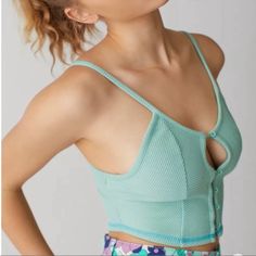 Nwt. Urban Outfitters Cropped Cami With Peekaboo In Front Light Green 97% Polyester 3% Spandex Machine Washable Chest Approximately 14.5” Casual Beach Top With Seamless Construction, Casual Seamless Top For Beach, Summer Workout Tops With Seamless Design, Trendy Seamless Beach Tops, Seamless Summer Yoga Top, Summer Workout Tops With Built-in Bra, Urban Outfitters Sleeveless Crop Top With Built-in Bra, Ribbed Tops For Yoga In Summer, Bra Friendly Tops For Yoga In Spring