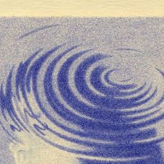 a blue and white photo with water ripples in the center, on top of a beige background