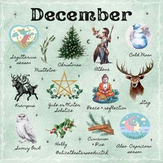 Alice Kendall | DECEMBER ✨🌲 What do you love most about December? I love the Solstice, all the magical lights and having some peaceful time off with the… | Instagram Magickal Correspondences, Pagan Yule, Cold Moon, Sagittarius Season, Witch Rituals, Protection Symbols, Cold Weather Activities, Eclectic Witch, Witch Spell