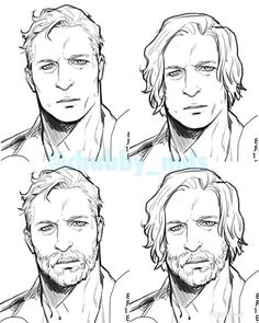 some drawings of the faces and shoulders of two men