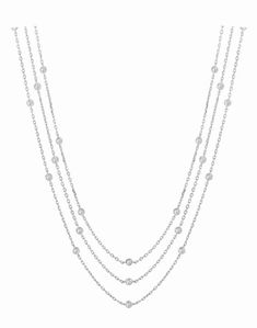 Bezels Style Code# N5154.03W_NK Setting: Bezels Dimensions: 1/10 inch in width of each strand, 16, 18, 20 inches in length Diamond 1: Diamond Shape 1: Round Qty of Diamond 1: 42 Setting 1: Bezels Total Dia Weight: 1.55 Clarity: SI2 Color: G-H Gold Karat: 14K Color 2: White Approxe WT Grams: 8.20 Diamond Jewelry Store, Rose Gold Chain, Best Diamond, Diamond Shape, Color 2, 10 Inch, Diamond Shapes, Gold Chains, Jewelry Stores