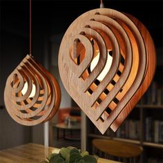 a wooden light fixture hanging from a ceiling