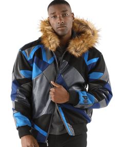 Blue Double-lined Hooded Outerwear For Streetwear, Blue Outerwear With Double-lined Hood For Streetwear, Urban Blue Hooded Jacket For Fall, Blue Urban Hooded Jacket For Fall, Urban Blue Outerwear For Winter, Blue Outerwear With Padded Collar For Streetwear, Blue Hooded Jacket With Detachable Hood For Fall, Blue Hooded Jacket For Fall, Blue Hooded Jacket For Cold Weather