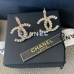 Brand New Authentic Chanel Earrings. With Box And Packaging. Elegant And Yet Simple. No Longer Available In Stores. ~1.5 Inches. Celine Necklace, Ysl Necklace, Ysl Jewelry, Fendi Earrings, Versace Bracelet, Versace Necklace, Versace Ring, Versace Earrings, Fendi Bracelet