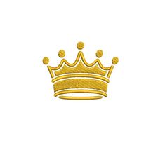 a gold crown embroidered on a white background