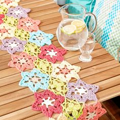 Free Easy Crochet Placemats/Table Décor Pattern For HomeCrochet bright flowers and link them together to complete a delicate runner, perfect for any spring table. Use Lily Sugar 'n Cream to achieve the fantastic version shown, or express your originality with shades that you imagine. Whether indoors or outside, it's a sweet addition to your next dinner party.Material NotesEverything you need to make your new project is included in this kit! Time to get stitching, and don’t forget to share your progress! Flower Table Runner, Table Runner Tutorial, Crochet Spring, Spring Things, Crochet Decor, Crochet Table Runner Pattern, Flower Table, Easy Crochet Patterns Free, Crochet Table