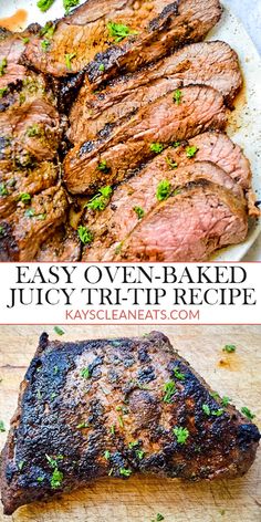 Make juicy, flavorful Tri-Tip right in the oven! This easy recipe delivers a tender, perfectly seasoned roast that’s a crowd-pleaser every time. Ideal for family dinners or entertaining, it’s a stress-free way to enjoy a restaurant-quality meal at home. Serve with your favorite sides for an unforgettable feast. Make this Easy Tri-Tip in the Oven tonight! #TriTip #OvenRoast #EasyDinner #FamilyMeals #BeefRecipe | @kayscleaneats Steak Tri Tip Recipe, Tritip Roast Recipes Oven, Bake Tri Tip Oven, Trip Tip Steak Recipes, Tritip Recipes Oven Crock Pot, Recipes For Tri Tip Roast, Oven Tri Tip How To Cook, Trip Tip In The Oven, Cooking Tri Tip In Oven