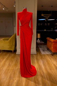 Glamorous High Neck Long Sleeve Red Prom Dress Long With Split-Ballbella Red Long Sleeve Prom Dress, Modest Prom Dresses, Red Prom Dress Long, Split Prom Dresses, Red Mermaid, Prom Dress Long, Modest Prom, Prom Dresses Modest, Prom Designs