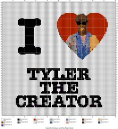 i love tyler the creator cross stitch pattern with an image of a man in a suit and sunglasses