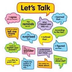 speech bubbles with words that say let's talk and what to do in them