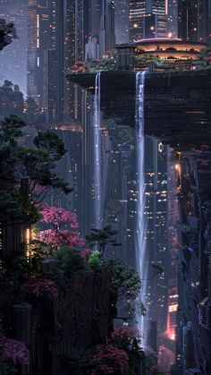 Sci Fi Kingdom, Futuristic Asian City, Sci Fi Setting, Magic City Aesthetic, Fantasy Futuristic City, Sci Fi Fantasy Aesthetic, Dark Sci Fi Aesthetic, Fantasy City Aesthetic, Cyberpunk City Concept Art