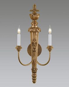 an antique style wall light with two candles