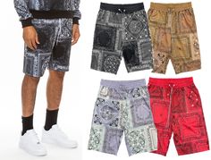 Mens Paisley Track Shorts Digital Paisley Bandana Print Elastic Waist with Drawstring Standard Pockets 95 Polyester 5 Spandex Please use size chart for size selection assistance. We recommend order as you normally would as these run true to size Color variant is respective to color order in first image. Feel free to message us if you would like to confirm color selection. Street Wear Fashion, Paisley Bandana, Paisley Shorts, Fashion Shorts, Track Shorts, Mesh Shorts, Bandana Print, Sweat Shorts, Plaid Design