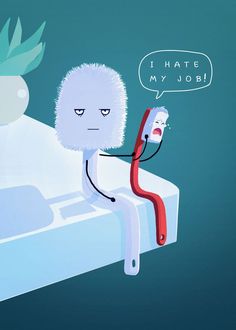 a cartoon character sitting on top of a bed with an electric toothbrush in his mouth