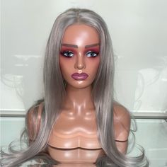 Platinum Ash Gray Wig - Human Hair Front Lace Wig Platinum Gray Wigs, Grey Lace Wig, Lace Wig Hairstyles, Gray Wig, Arm Workout With Bands, Hair Front, Ski Pants Women, Greys Anatomy Scrubs, Flapper Costume