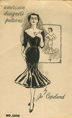 an old fashion magazine cover showing a woman in a dress and heels, with the caption american designer's patterns by j c copland