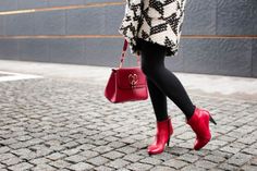 How to wear booties with jeans Red Booties Outfit, Booties Outfit, Red Booties