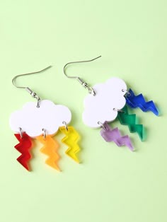 Multicolor  Collar  Metacrilato   Embellished Silly Earrings, Rain Earrings, Tassel Drop Earrings, Clay Jewelry Diy, Polymer Clay Projects