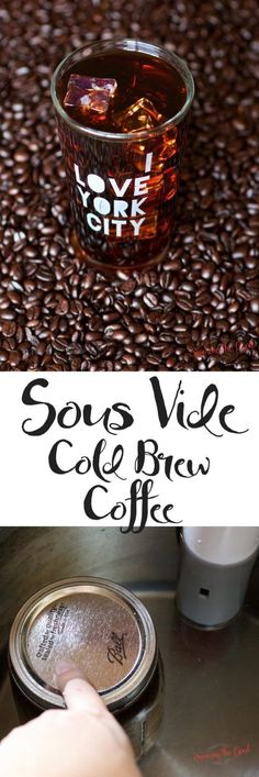 there is a cup of coffee on the table with words above it that read sons wide cold brew coffee