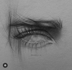 a drawing of an eye with long lashes