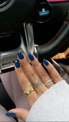 almond shape | short length | acrylic nails | short length | royal blue | 2024 Simple Almond Dip Nails, Shellac Nail Inspiration, Fall Color Nails Dip, Light Nails Colors, Gel Shellac Nails Summer, Nail Inspo Fall Almond, Dip Nail Ideas Blue, Nail Ideas Plain Colors