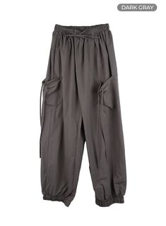 ribbon-cargo-nylon-pants-oa425 / Dark gray Baggy Gray Parachute Pants With Multiple Pockets, Fall Cargo Pants In Gray, Trendy Gray Parachute Pants With Pockets, Gray Techwear Parachute Pants With Side Pockets, Gray Utility Parachute Pants For Streetwear, Gray Techwear Parachute Pants For Streetwear, Gray Utility Parachute Pants With Multiple Pockets, Gray Parachute Pants With Side Pockets For Streetwear, Baggy Techwear Parachute Pants For Summer