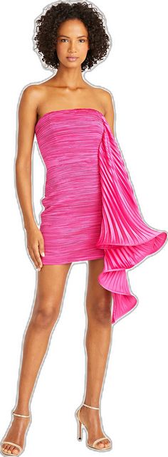 Pink Hydrangea, Strapless Neckline, High Hips, Satin Mini Dress, Drama, Satin, Mini Dress, Canvas, Pink